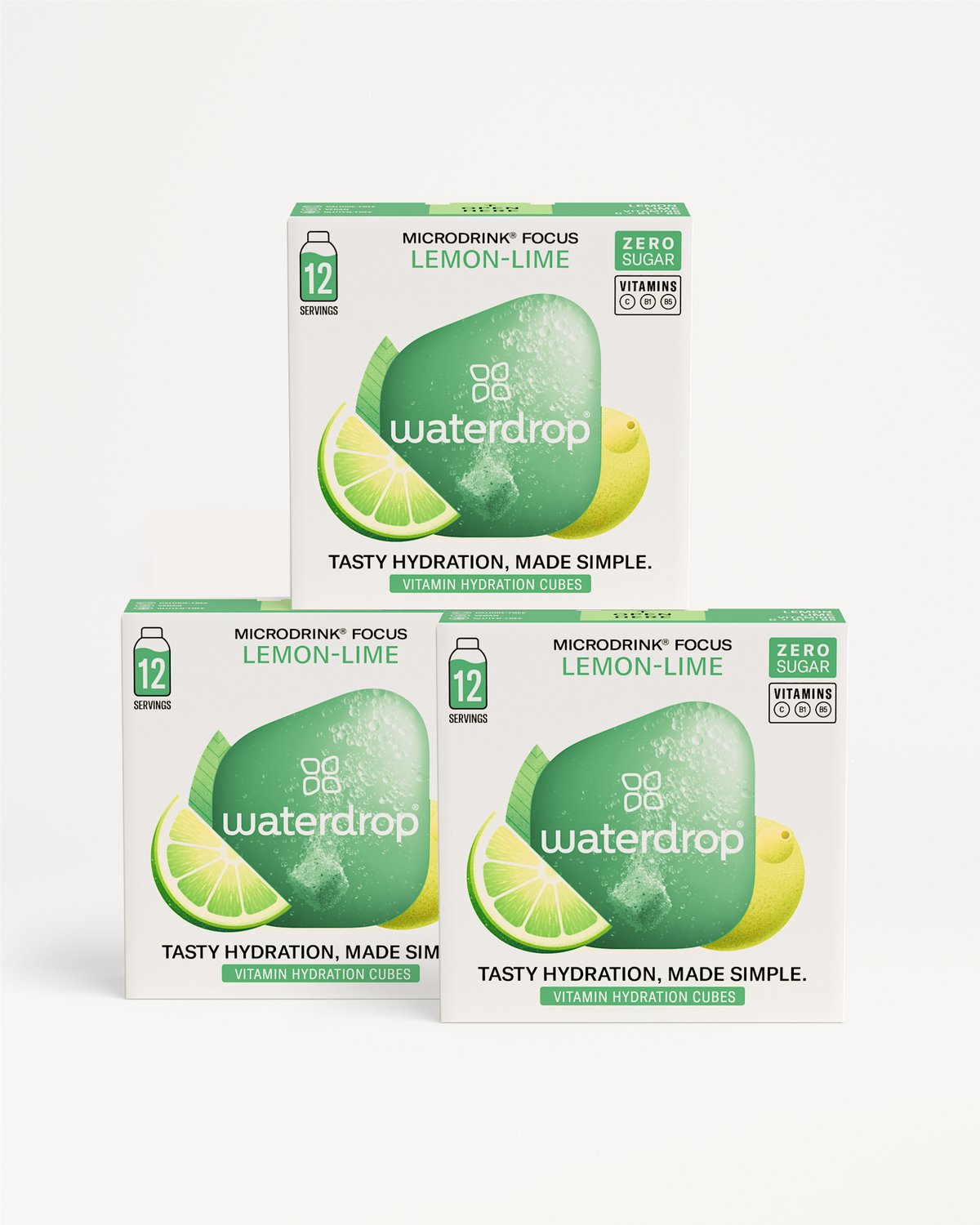 Microdrink 2+1 set met 36 porties, bestaande uit drie 12-packs in kartonnen dozen. Profiteer van de tijdelijke aanbieding: betaal voor twee, ontvang drie. Ideaal voor suikervrije hydratatie.