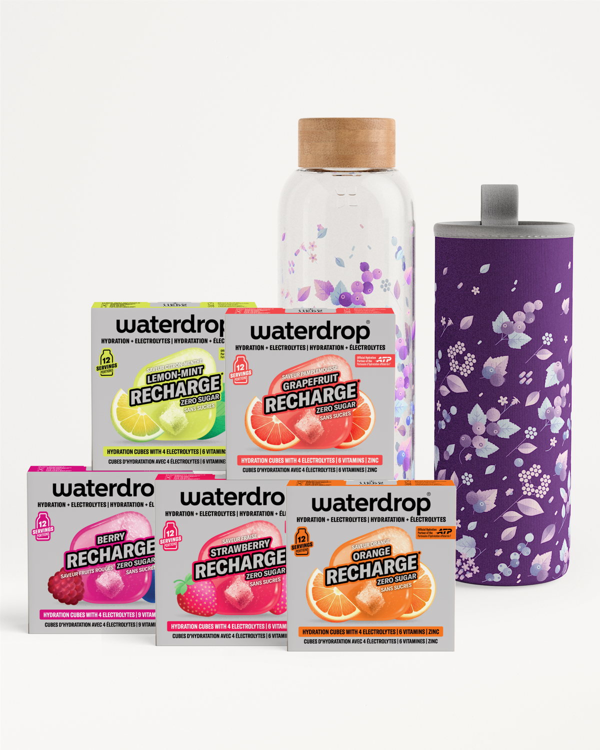 Starterset met RECHARGE en glazen fles
