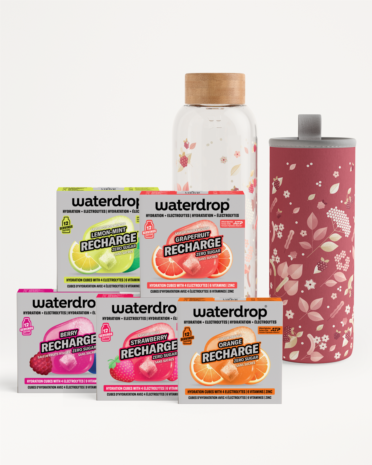 Starterset met RECHARGE en glazen fles