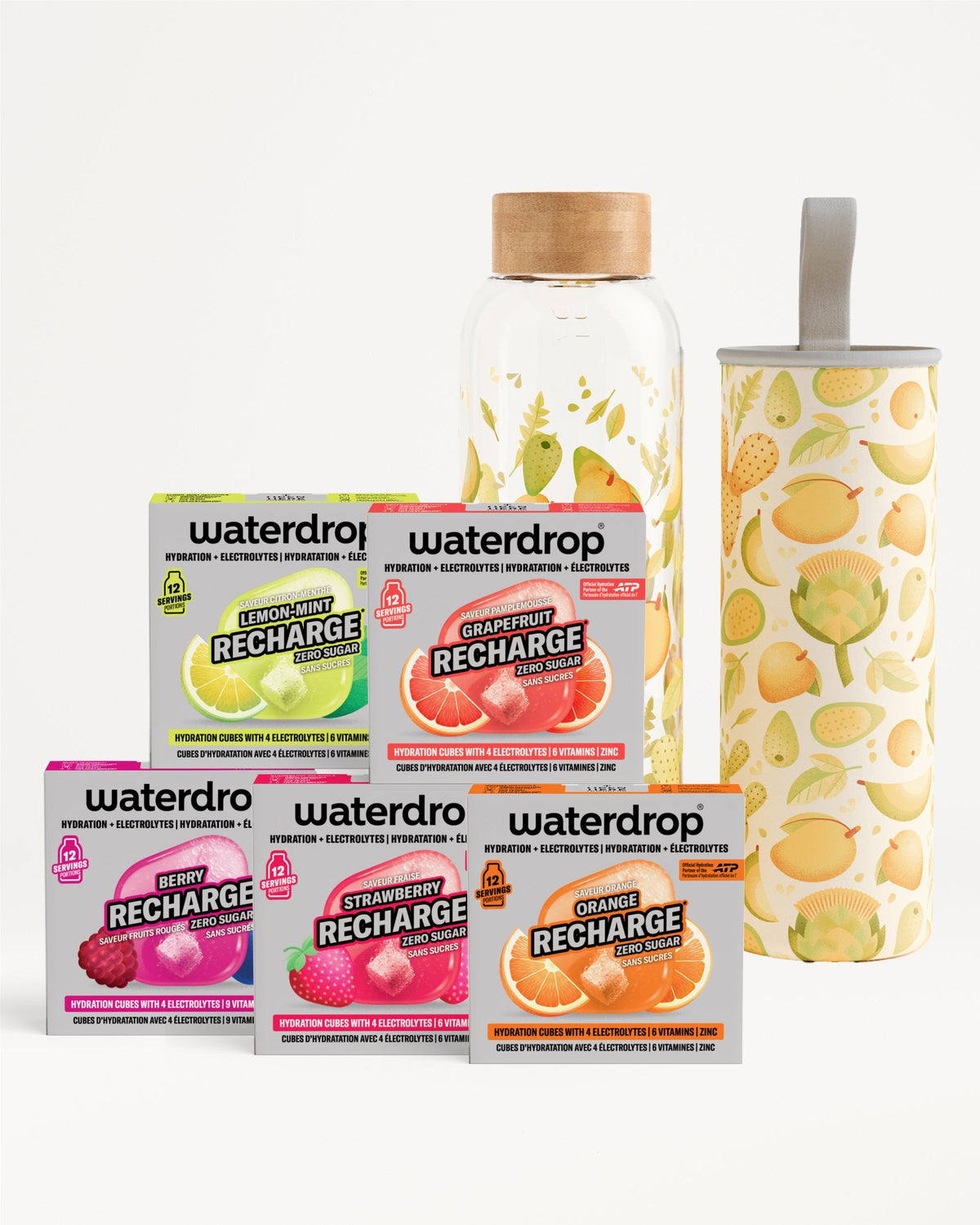 Starterset met RECHARGE en glazen fles