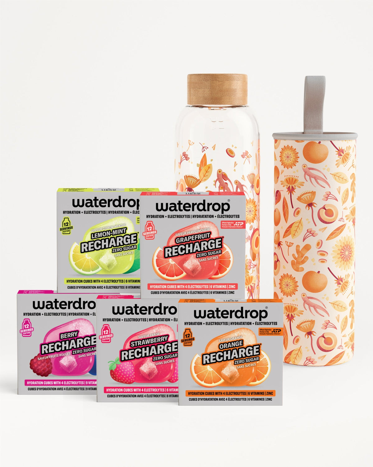 Starterset met RECHARGE en glazen fles