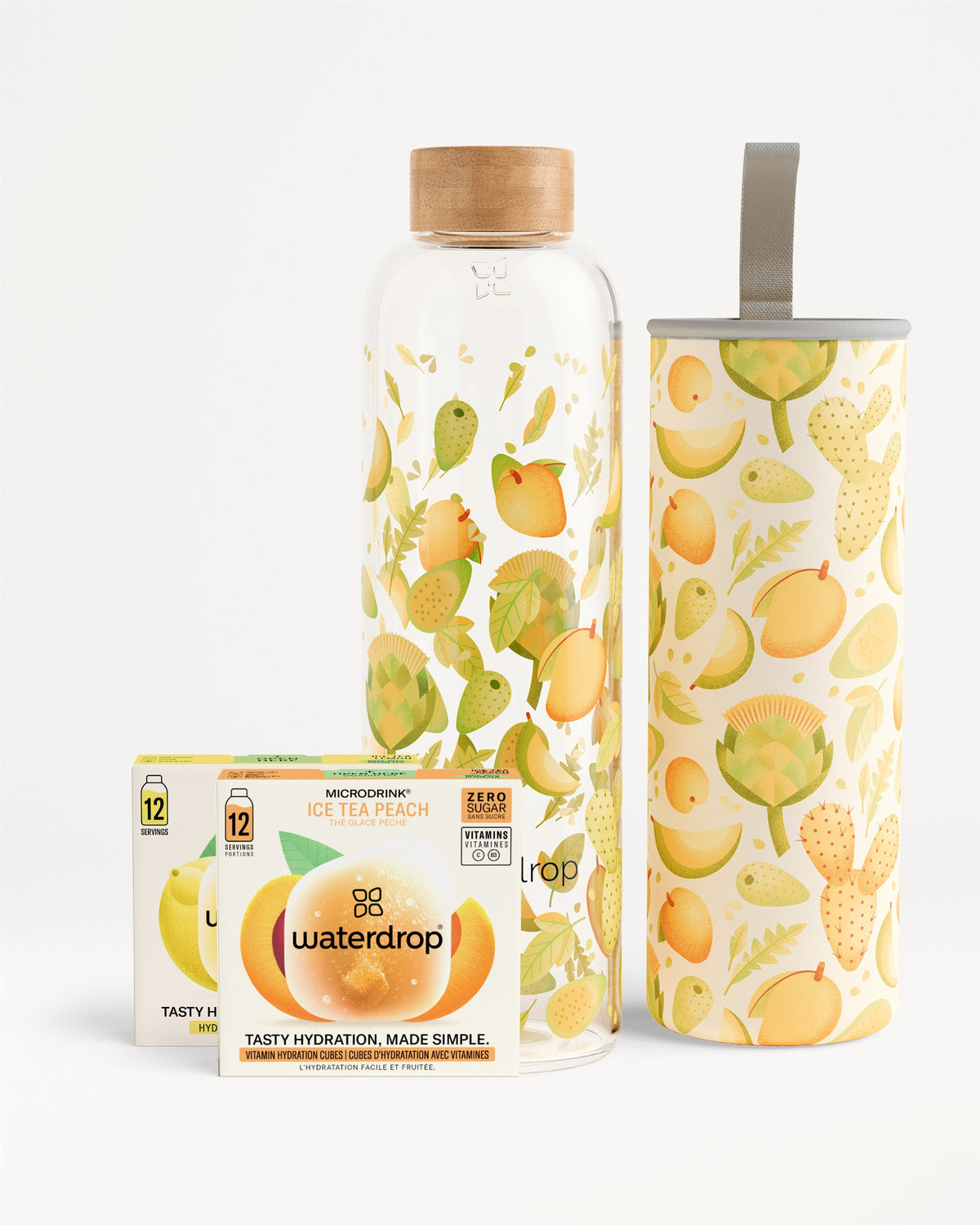 Set met ICEA TEA en glazen fles