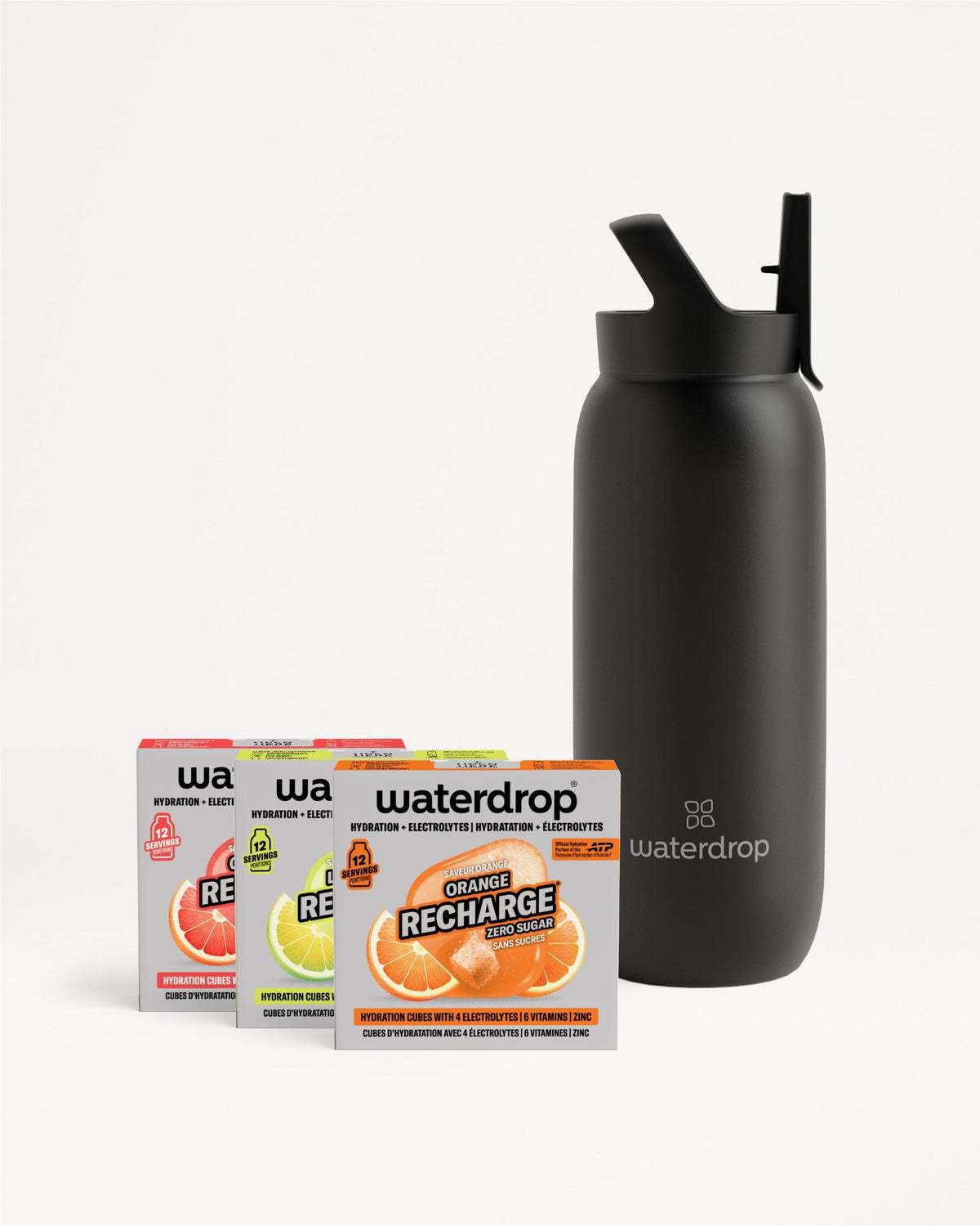 Set met RECHARGE en fles