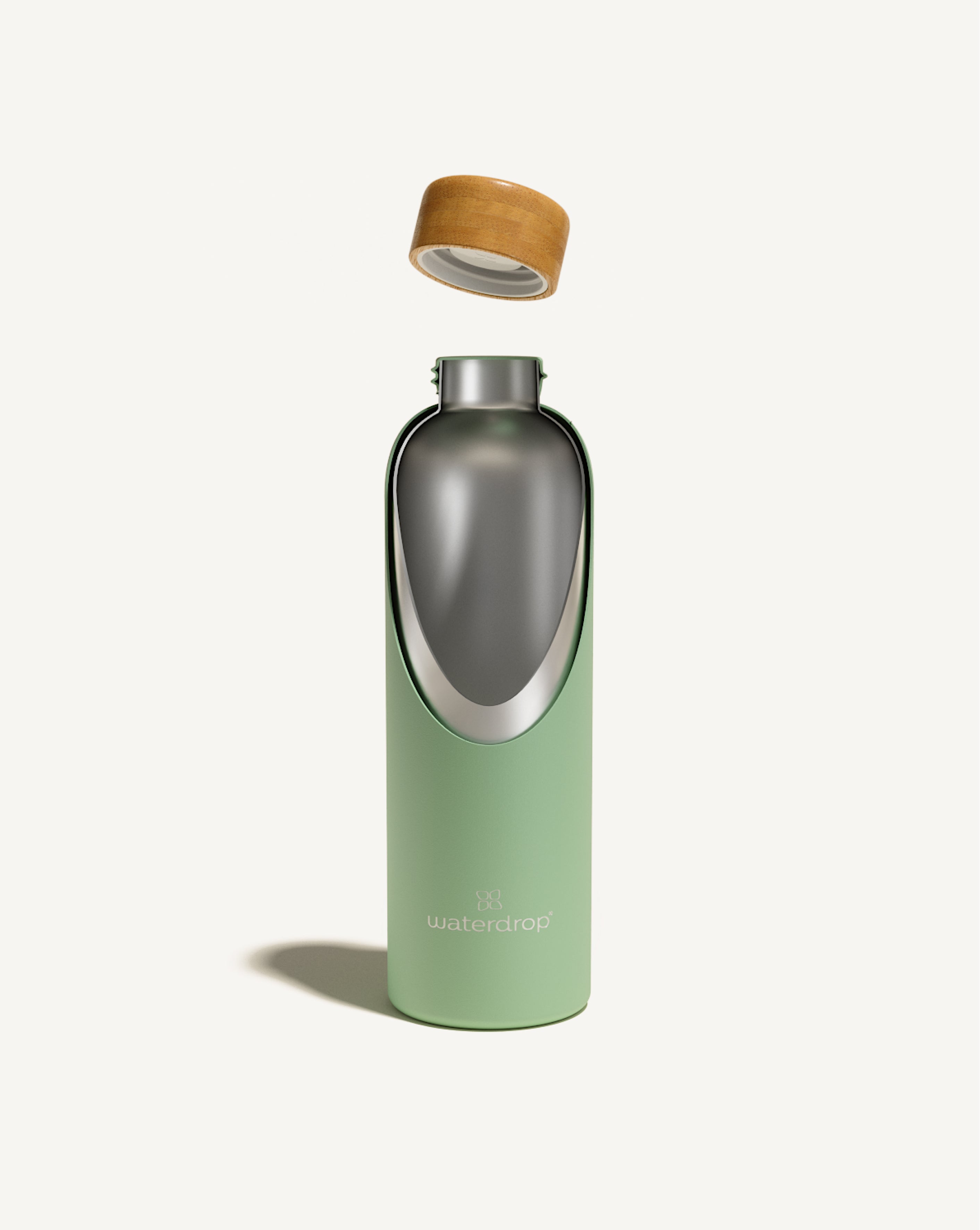 RVS Drinkfles · Flessendop uit bamboe kleur: Roze