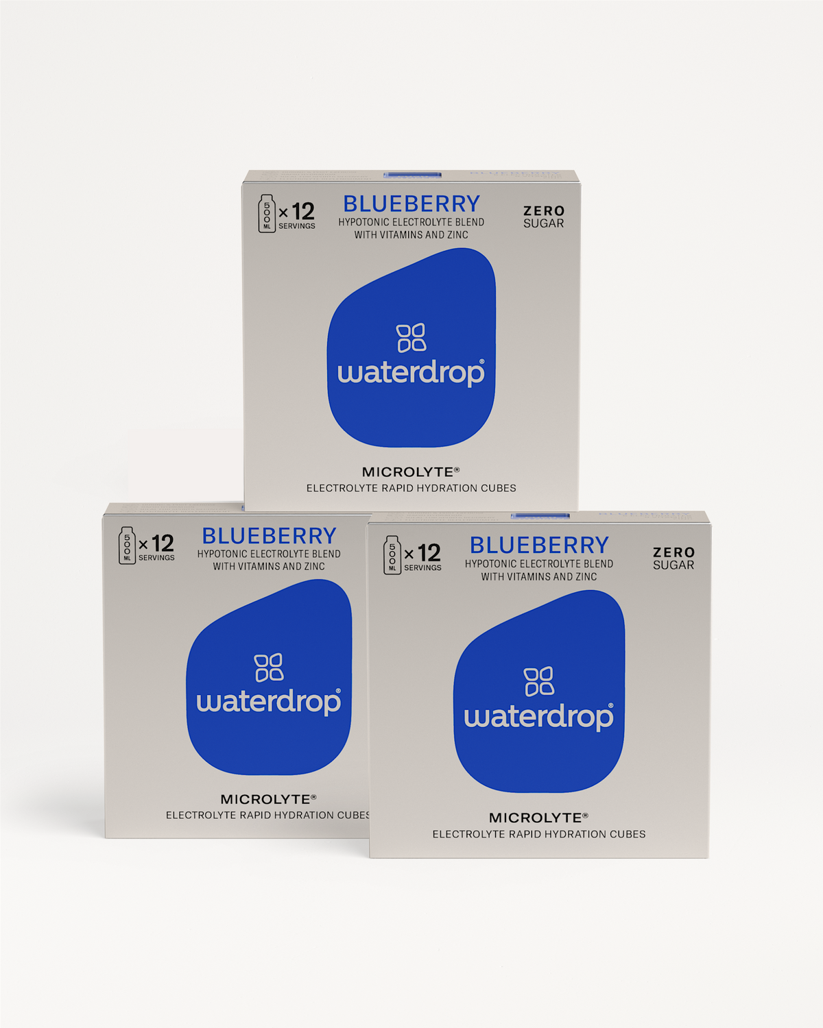 Microlyte 2+1 sportdrankenset in een blauw-wit logo verpakking, boordevol elektrolyten, vitaminen en zink. Smaken: BERRY, BLUEBERRY, GRAPEFRUIT, MELON. Ideaal voor hydratatie tijdens trainingen.