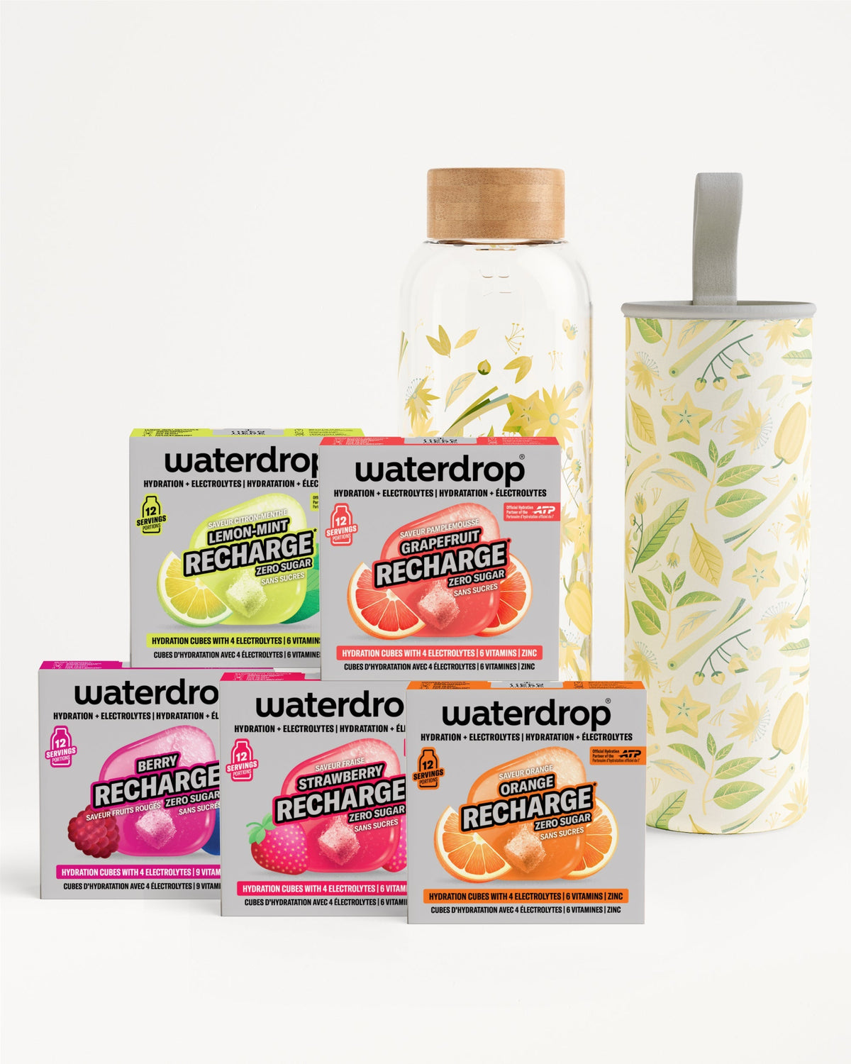 Starterset met RECHARGE en glazen fles