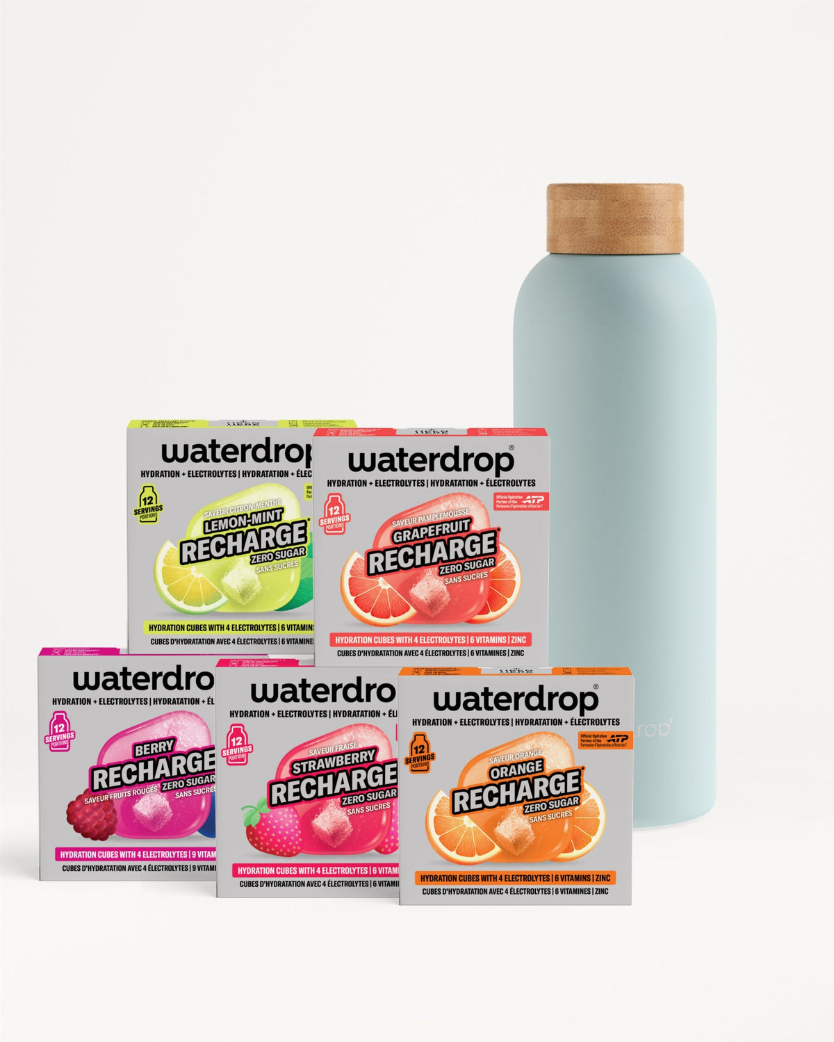 Starterset met RECHARGE en rvs fles