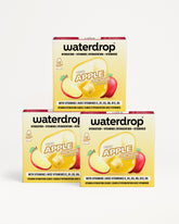 Drie Waterdrop appel hydration vitamijn druppels dozen in een piramide.