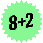 Groene stervormige badge-afbeelding die een promotie benadrukt.