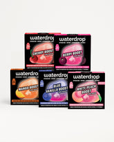Verzamelboxen Waterdrop Flavor Boost in twee rijen.